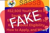 Offer of R12 500 Youth Support Grant is FAKE NEWS
