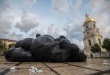 WATCH | 'Black Cloud' artwork rises in the centre of Ukraine's Kyiv