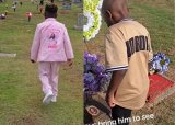 Young boy visits late mom’s grave to share school update – WATCH