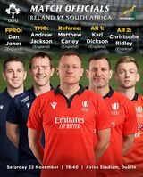 England match officials to handle Ireland vs Springboks Test in Dublin