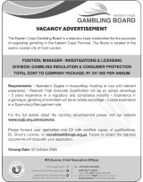 EASTERN CAPE GAMBLING BOARD:VACANCY