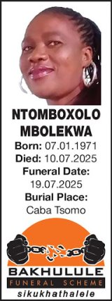 NTOMBOXOLO MBOLEKWA