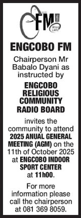 ENGCOBO RELIGIOUS COMMUNITY RADIO AGM