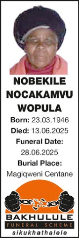 NOBEKILE NOCAKAMVU WOPULA
