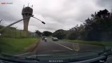 WATCH: Shocking moment light pole collapses on busy Umhlanga road