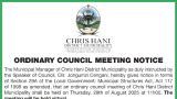 CHRIS HANI DISTRICT MUNICIPALITY: COUNCIL MEETING NOTICE