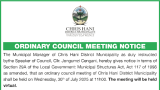 Chris Hani District Municipality: Ordinary Council Meeting Notice