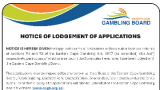 EASTERN CAPE GAMBING BOARD: NOTICE OF LODGEMENT OF APPLICATIONS